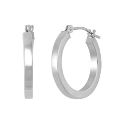 17 mm Square Tube Hoop Earrings in 14K White Gold