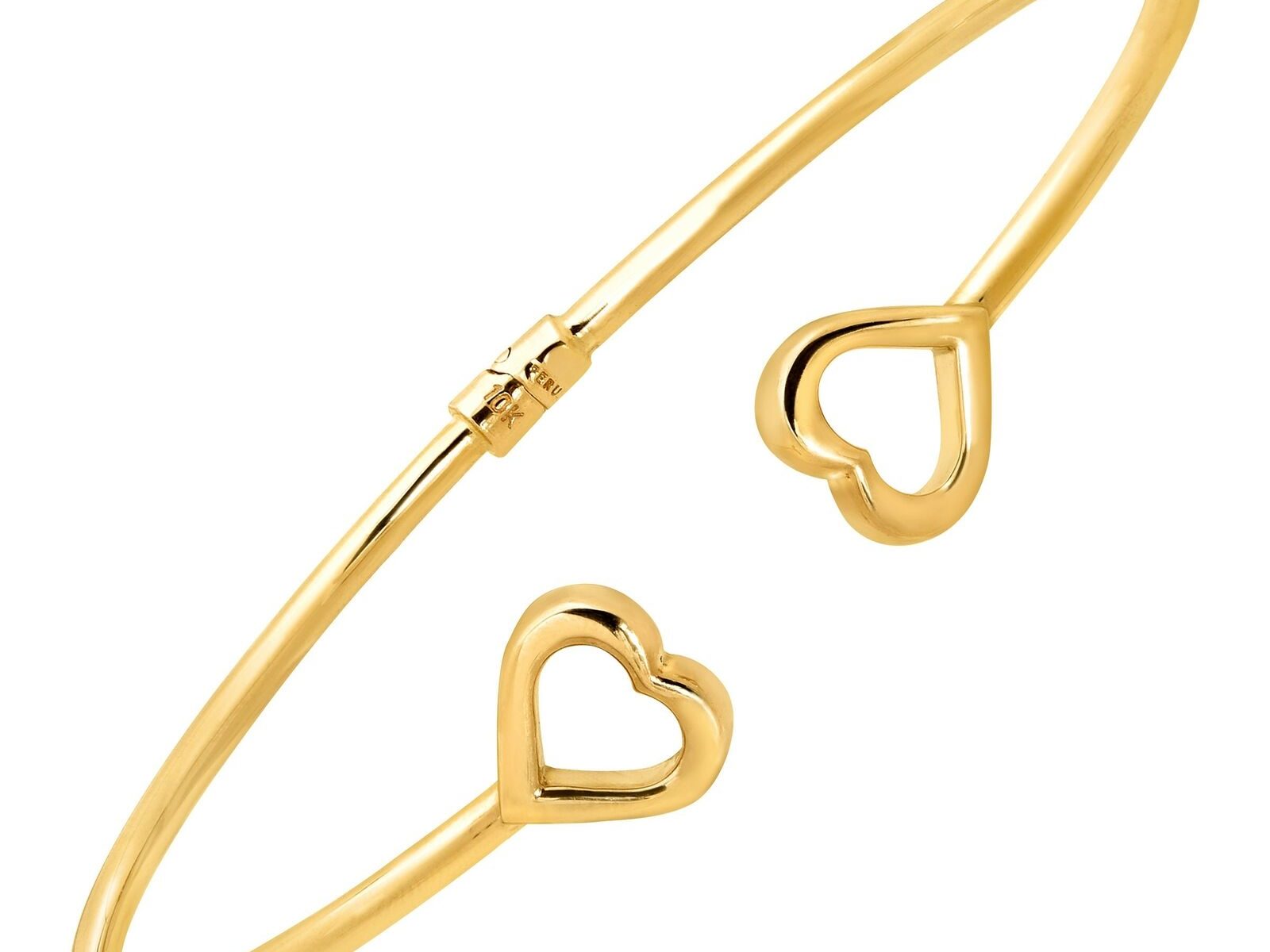 Eternity Gold Sideways Heart Edge Cuff Bracelet in 10K Gold