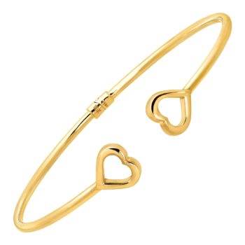 Eternity Gold Sideways Heart Edge Cuff Bracelet in 10K Gold