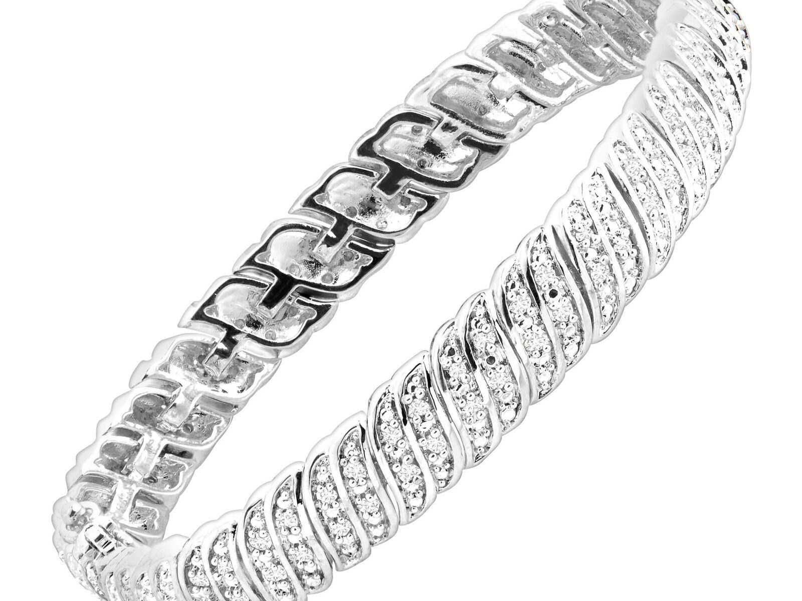 1/4 ct Diamond 'S' Link Tennis Bracelet in Sterling Silver-Plated Brass