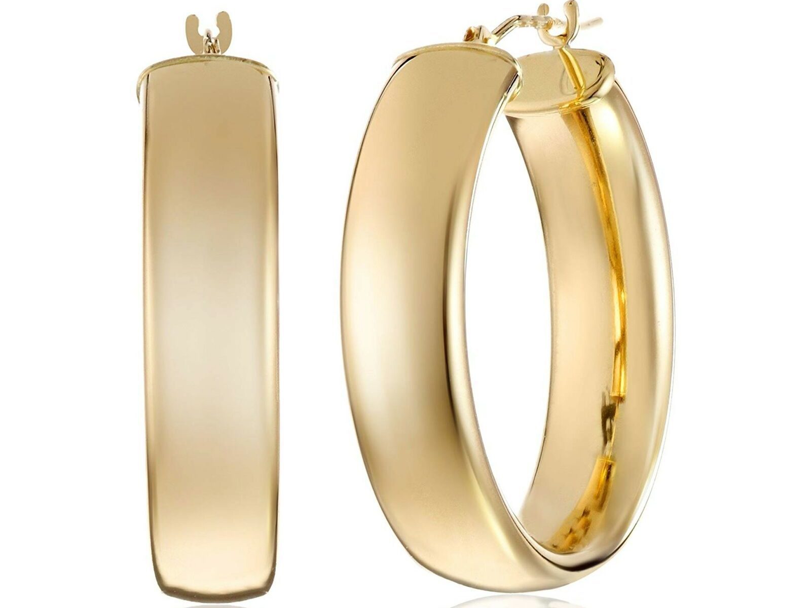 Polished Band Hoop Earrings in 14K Gold