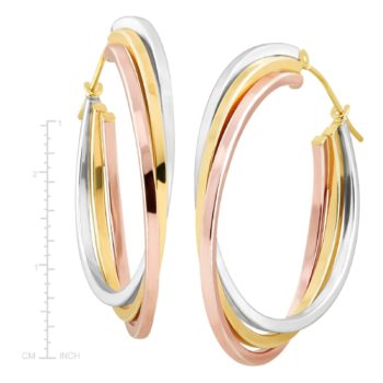 Stacked Three-Tone Hoop Earrings in 14K Two-Tone Gold-Bonded Sterling Silver