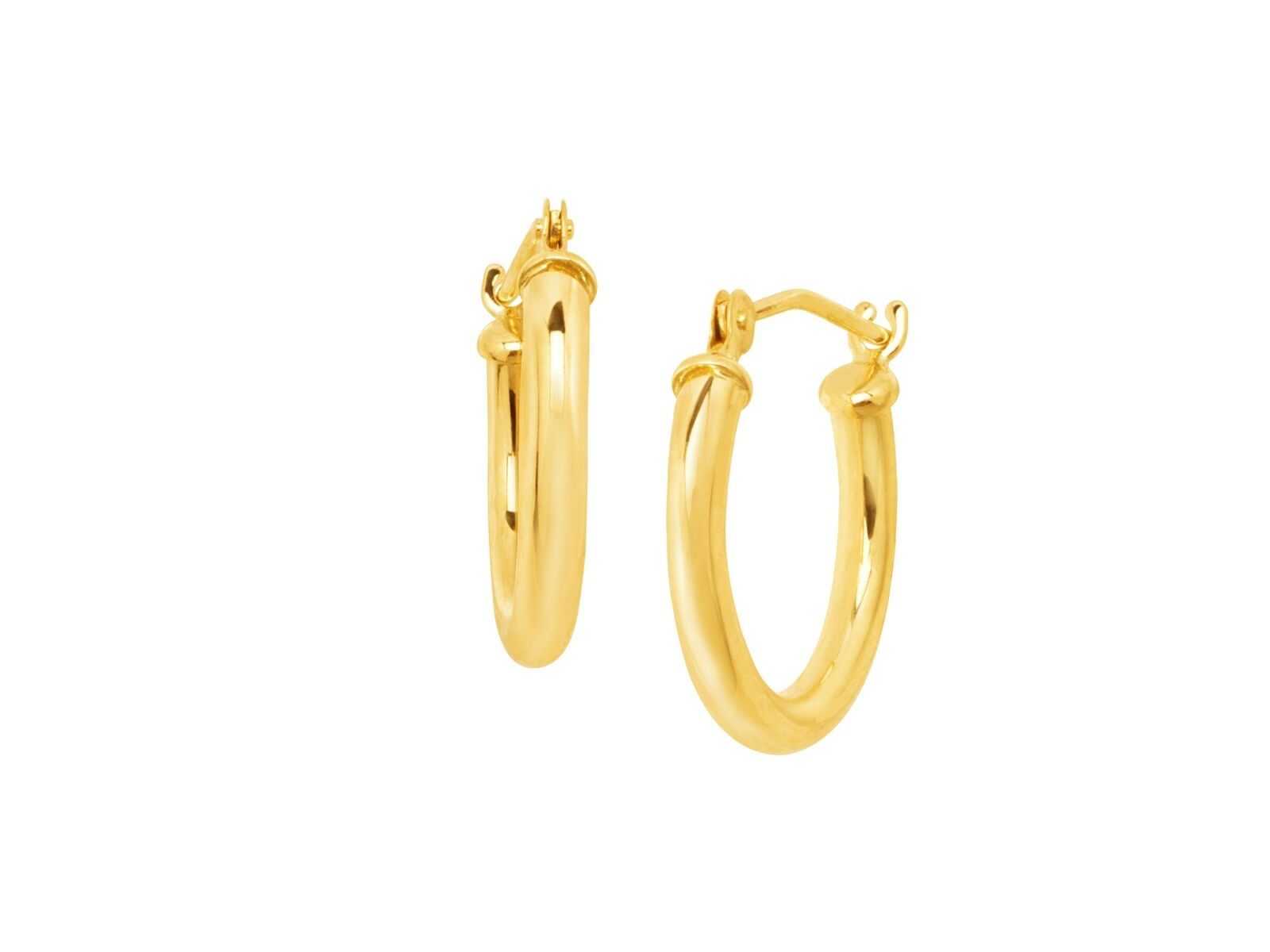 15 mm Round Tube Hoop Earrings in 14K Gold