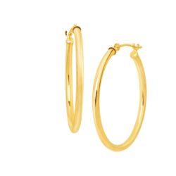 30 mm Polished Tube Hoop Earrings in 14K Gold