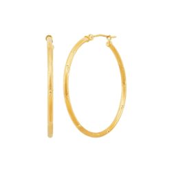 35 mm Sectioned Diamond Cut Hoop Earrings in 14K Gold