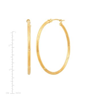 35 mm Sectioned Diamond Cut Hoop Earrings in 14K Gold