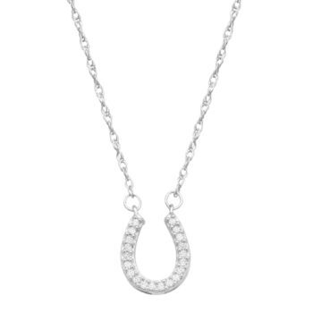 1/10 ct Diamond Horseshoe Necklace in 10K White Gold