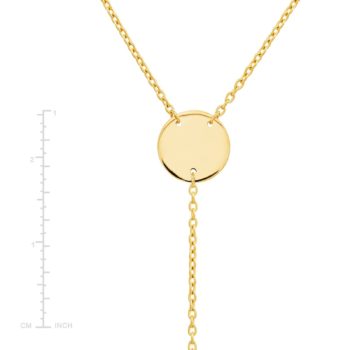 Polished Disc Bar Lariat Necklace in 14K Gold, 17"