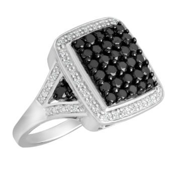 1 ct Black & White Diamond Ring in Sterling Silver
