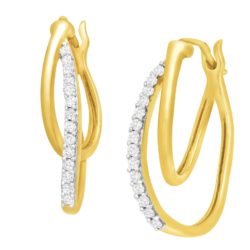 1/4 ct Diamond Double Hoop Earrings in 10K Yellow Gold