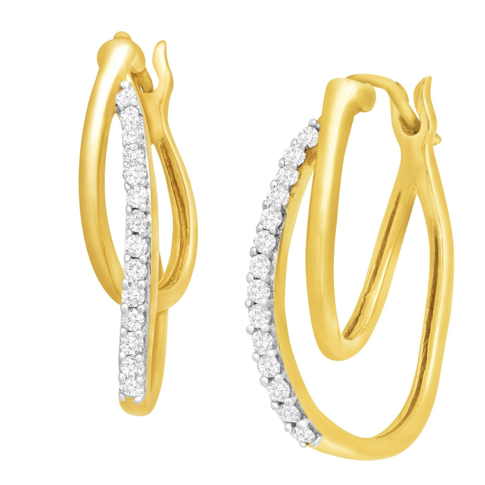 1/4 ct Diamond Double Hoop Earrings in 10K Yellow Gold - NUHBEGINC ...