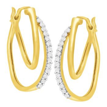1/4 ct Diamond Double Hoop Earrings in 10K Yellow Gold