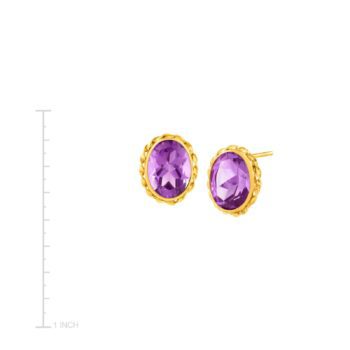 2 1/2 ct Natural Amethyst Button Stud Earrings in 14K Gold