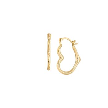Polished Open Heart Hoop Earrings in 10K Gold