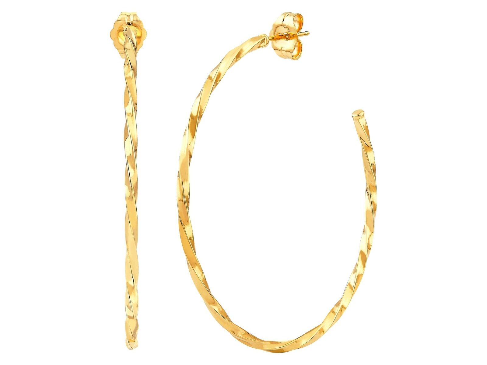 40 Mm Round & Twisted C-Hoop Earrings in 14K Gold