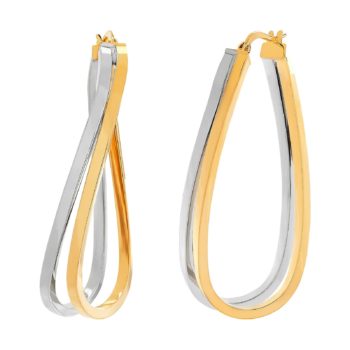 Italian-Made Double Curve Hoop Earrings in 14K Gold