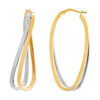 Italian-Made Double Curve Hoop Earrings in 14K Gold