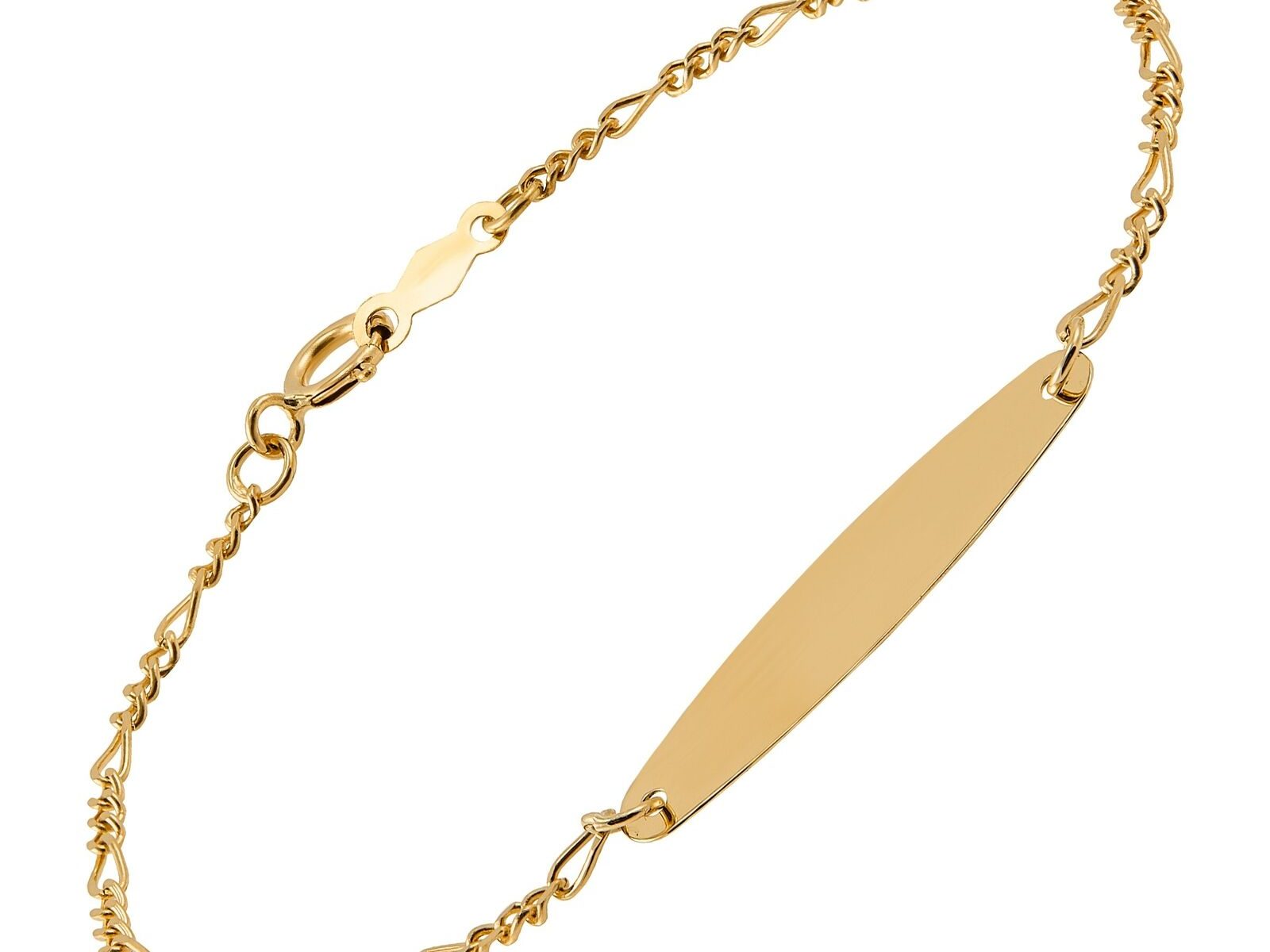 Girl's Oval Figaro ID Bracelet in 14K Gold, 6"