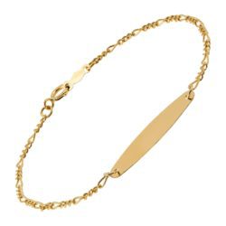 Girl's Oval Figaro ID Bracelet in 14K Gold, 6"