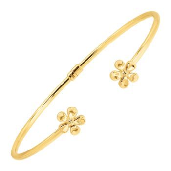 Eternity Gold Floral Edge Cuff Bracelet in 14K Gold