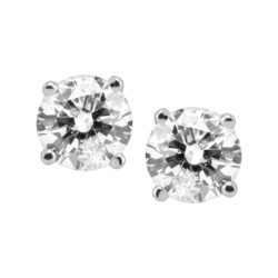 1 ct Round Diamond Stud Earrings 14K White Gold (1 ct, I Color, I2-I3 Clarity)
