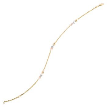 Eternity Gold Heart Chain Anklet in 10K Three-Tone Gold, 9" + 1"