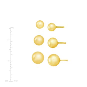 4-5-6 mm Ball Stud Earring Set in 14K Gold