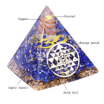 Natural Lapis Lazuli Orgone Pyramid Energy Generator Chakra Balancing Stone Reiki Healing EMF Protection Home Office Decor