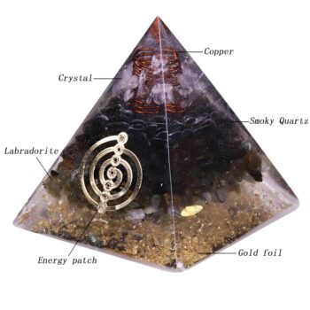 Reiki Orgonite Pyramid Smoky Quartz Natural Labradorite Repel Evil Spirits Pyramid Decoration Process Resin Gift