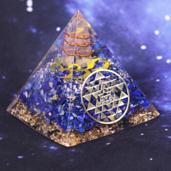 Natural Lapis Lazuli Orgone Pyramid Energy Generator Chakra Balancing Stone Reiki Healing EMF Protection Home Office Decor