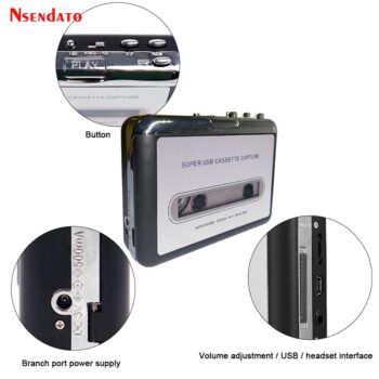 USB Cassette Capture Radio Player Portable USB Cassette Tape to MP3 Converter Capture Audio Music Player Tape Cassette Recorder