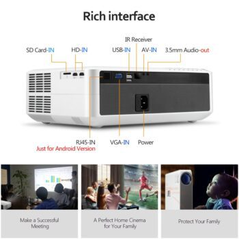 AUN Full HD Projector AKEY6/S, 6800 Lumens 1920x1080P Home Cinema(Optional Android 6.0 WIFI) HDMI VGA for GYM 4K Video Proyector